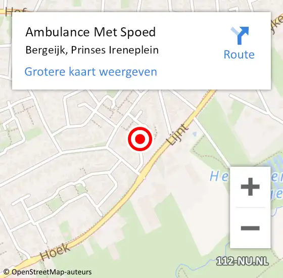 Locatie op kaart van de 112 melding: Ambulance Met Spoed Naar Bergeijk, Prinses Ireneplein op 27 juli 2017 21:58