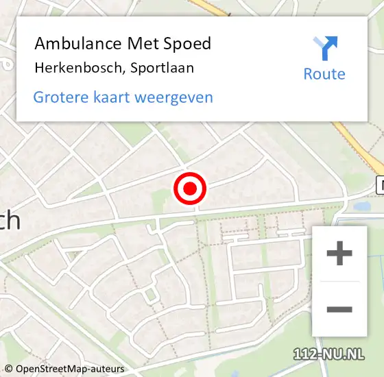 Locatie op kaart van de 112 melding: Ambulance Met Spoed Naar Herkenbosch, Sportlaan op 27 juli 2017 22:49