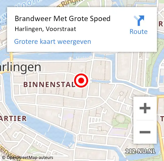 Locatie op kaart van de 112 melding: Brandweer Met Grote Spoed Naar Harlingen, Voorstraat op 28 januari 2014 09:54