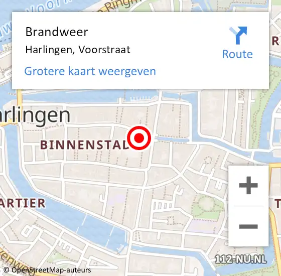 Locatie op kaart van de 112 melding: Brandweer Harlingen, Voorstraat op 28 januari 2014 09:56