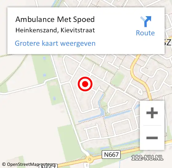 Locatie op kaart van de 112 melding: Ambulance Met Spoed Naar Heinkenszand, Kievitstraat op 28 juli 2017 00:35