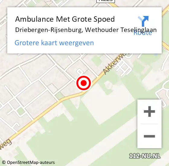 Locatie op kaart van de 112 melding: Ambulance Met Grote Spoed Naar Driebergen-Rijsenburg, Wethouder Teselinglaan op 28 juli 2017 00:54