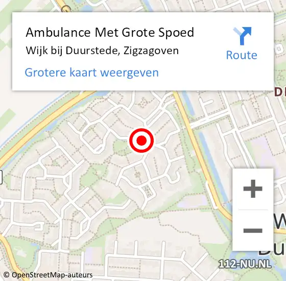 Locatie op kaart van de 112 melding: Ambulance Met Grote Spoed Naar Wijk bij Duurstede, Zigzagoven op 28 juli 2017 01:12