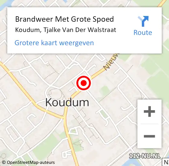 Locatie op kaart van de 112 melding: Brandweer Met Grote Spoed Naar Koudum, Tjalke Van Der Walstraat op 28 juli 2017 02:25