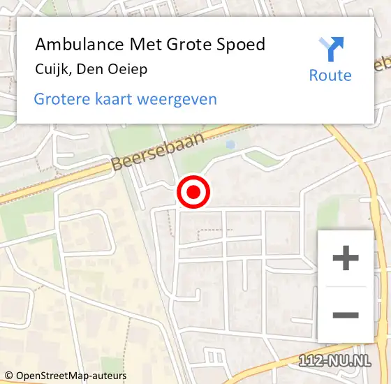 Locatie op kaart van de 112 melding: Ambulance Met Grote Spoed Naar Cuijk, Den Oeiep op 28 juli 2017 02:48