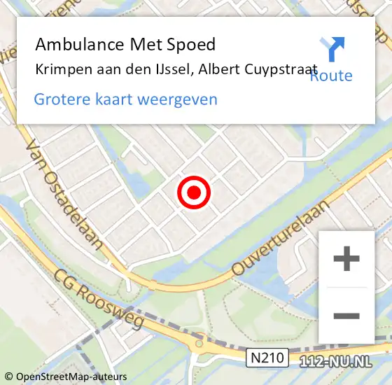 Locatie op kaart van de 112 melding: Ambulance Met Spoed Naar Krimpen aan den IJssel, Albert Cuypstraat op 28 juli 2017 03:24