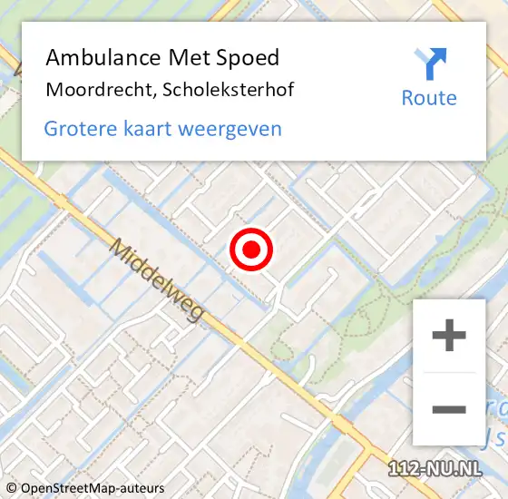 Locatie op kaart van de 112 melding: Ambulance Met Spoed Naar Moordrecht, Scholeksterhof op 28 juli 2017 04:23