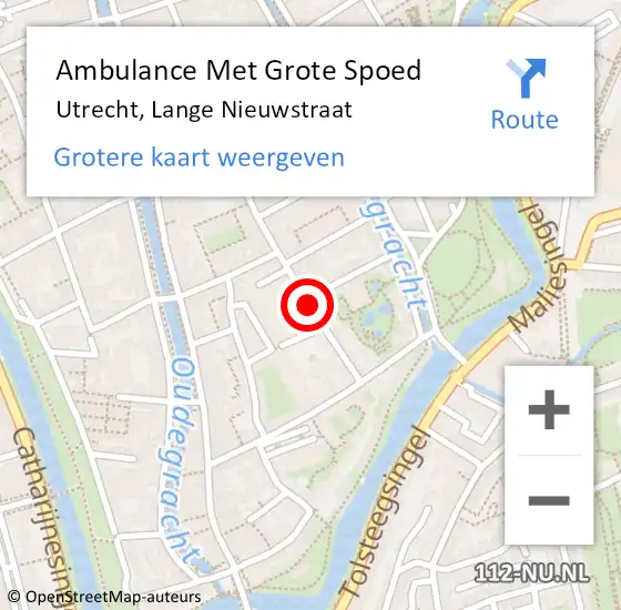 Locatie op kaart van de 112 melding: Ambulance Met Grote Spoed Naar Utrecht, Lange Nieuwstraat op 28 juli 2017 05:10