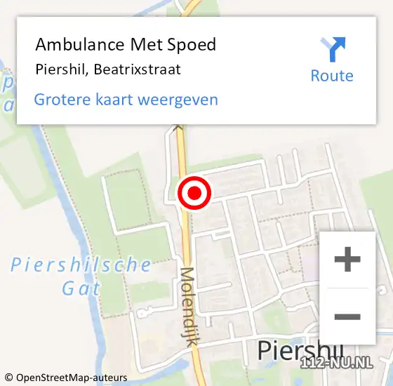 Locatie op kaart van de 112 melding: Ambulance Met Spoed Naar Piershil, Beatrixstraat op 28 juli 2017 07:08