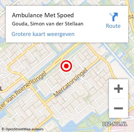 Locatie op kaart van de 112 melding: Ambulance Met Spoed Naar Gouda, Simon van der Stellaan op 28 juli 2017 08:19