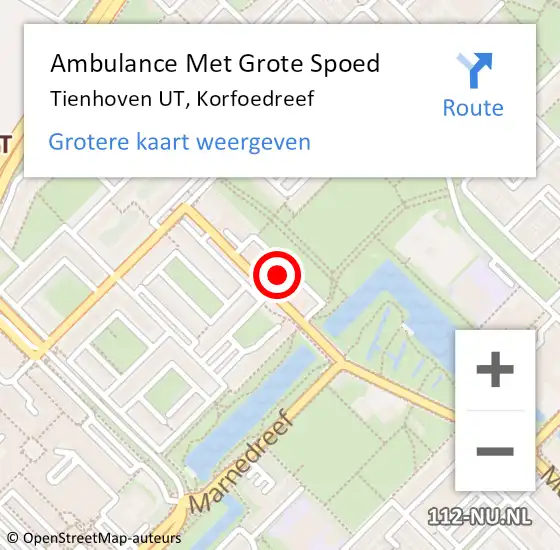 Locatie op kaart van de 112 melding: Ambulance Met Grote Spoed Naar Tienhoven UT, Korfoedreef op 28 juli 2017 08:23