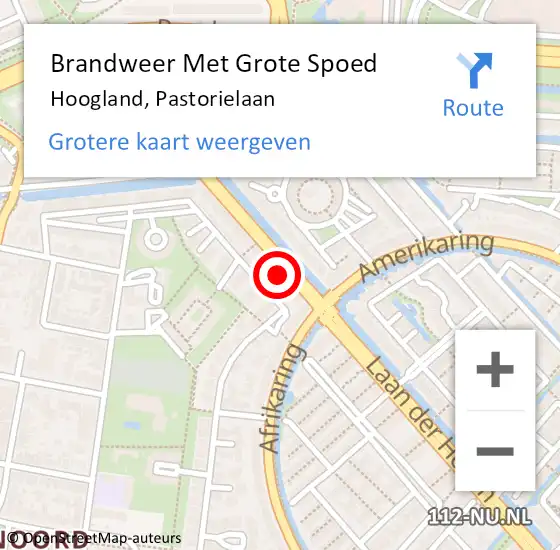 Locatie op kaart van de 112 melding: Brandweer Met Grote Spoed Naar Hoogland, Pastorielaan op 28 juli 2017 08:31