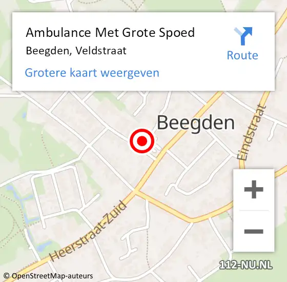 Locatie op kaart van de 112 melding: Ambulance Met Grote Spoed Naar Beegden, Veldstraat op 28 juli 2017 09:32