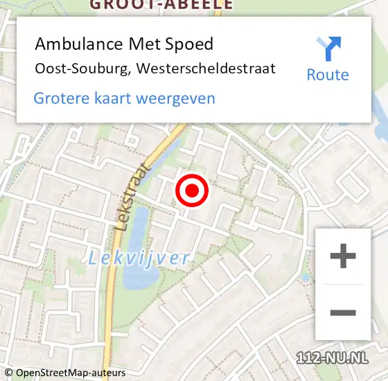 Locatie op kaart van de 112 melding: Ambulance Met Spoed Naar Oost-Souburg, Westerscheldestraat op 28 juli 2017 09:34