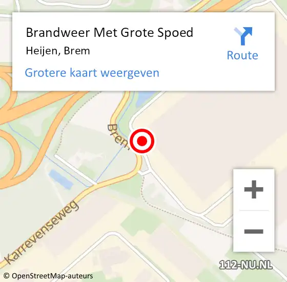 Locatie op kaart van de 112 melding: Brandweer Met Grote Spoed Naar Heijen, Brem op 28 juli 2017 09:35