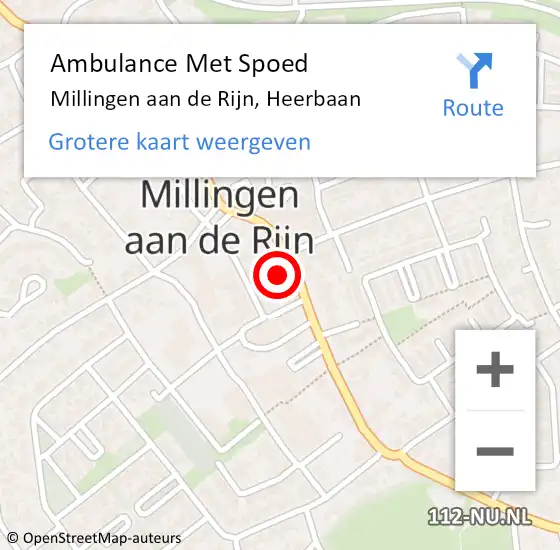 Locatie op kaart van de 112 melding: Ambulance Met Spoed Naar Millingen aan de Rijn, Heerbaan op 28 juli 2017 09:42