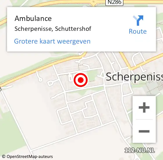 Locatie op kaart van de 112 melding: Ambulance Scherpenisse, Schuttershof op 28 juli 2017 09:43