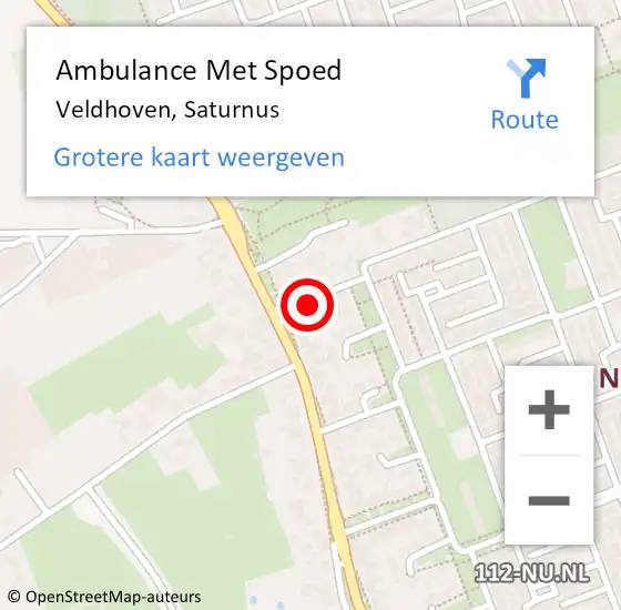 Locatie op kaart van de 112 melding: Ambulance Met Spoed Naar Veldhoven, Saturnus op 28 juli 2017 10:01