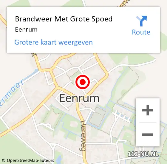 Locatie op kaart van de 112 melding: Brandweer Met Grote Spoed Naar Eenrum op 28 juli 2017 10:16