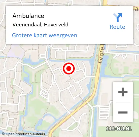 Locatie op kaart van de 112 melding: Ambulance Veenendaal, Haverveld op 28 juli 2017 10:38