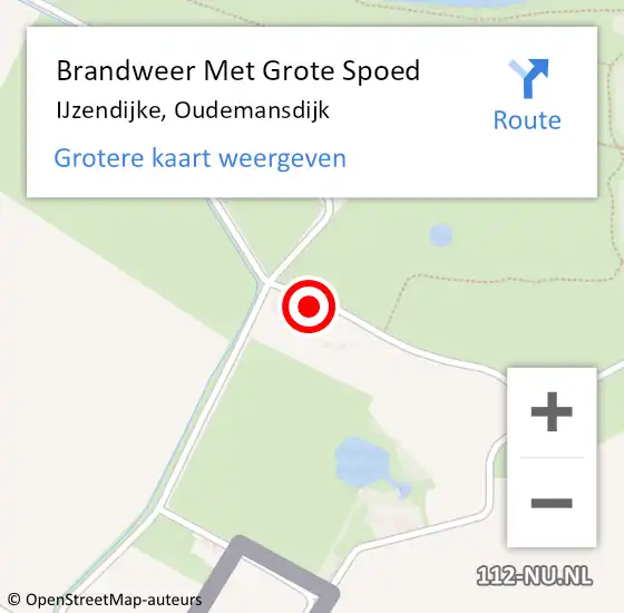 Locatie op kaart van de 112 melding: Brandweer Met Grote Spoed Naar IJzendijke, Oudemansdijk op 28 juli 2017 10:45