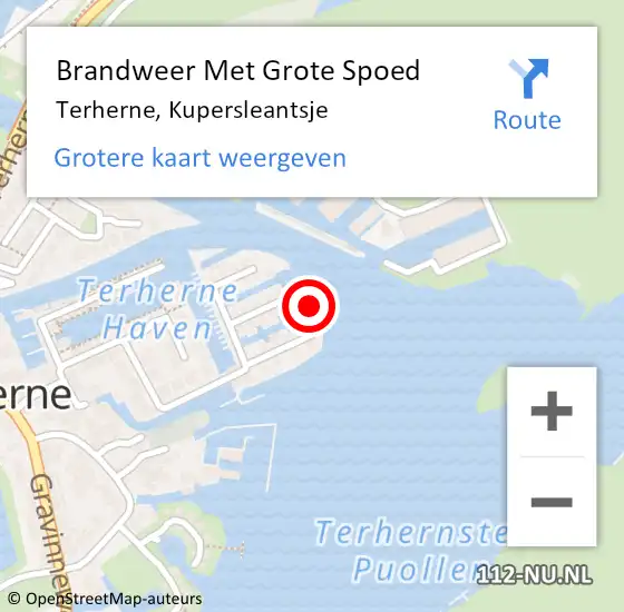 Locatie op kaart van de 112 melding: Brandweer Met Grote Spoed Naar Terherne, Kupersleantsje op 28 juli 2017 11:00