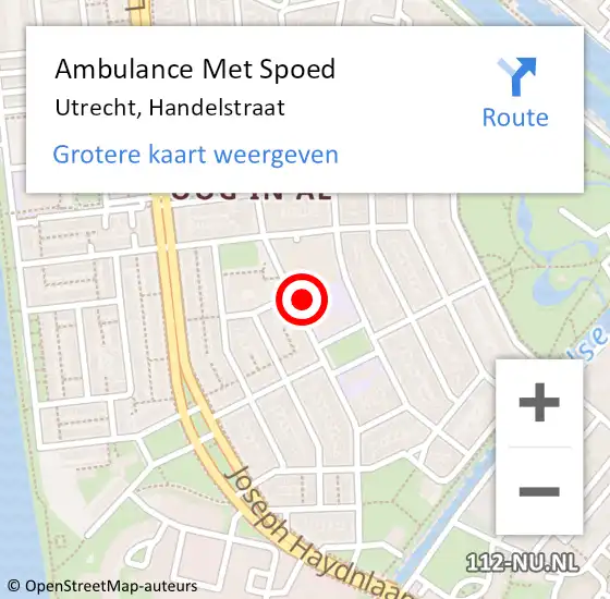 Locatie op kaart van de 112 melding: Ambulance Met Spoed Naar Utrecht, Handelstraat op 28 juli 2017 11:03