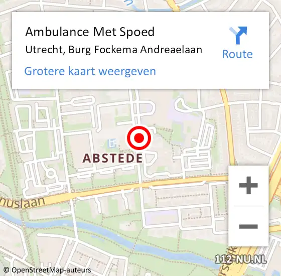 Locatie op kaart van de 112 melding: Ambulance Met Spoed Naar Utrecht, Burg Fockema Andreaelaan op 28 juli 2017 11:04