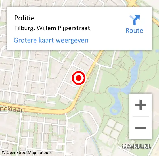 Locatie op kaart van de 112 melding: Politie Tilburg, Willem Pijperstraat op 28 juli 2017 11:05