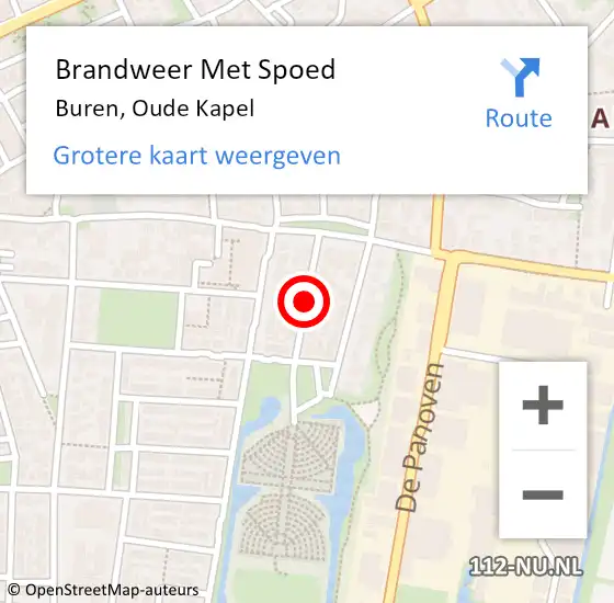 Locatie op kaart van de 112 melding: Brandweer Met Spoed Naar Buren, Oude Kapel op 28 juli 2017 11:06