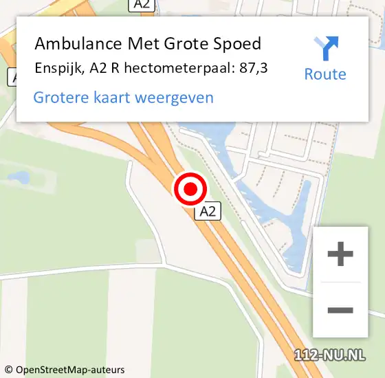 Locatie op kaart van de 112 melding: Ambulance Met Grote Spoed Naar Enspijk, A2 R hectometerpaal: 88,3 op 28 juli 2017 11:17