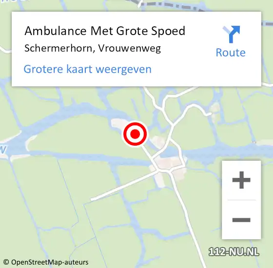 Locatie op kaart van de 112 melding: Ambulance Met Grote Spoed Naar Schermerhorn, Vrouwenweg op 28 juli 2017 11:21