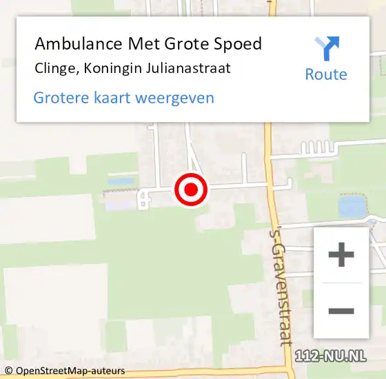 Locatie op kaart van de 112 melding: Ambulance Met Grote Spoed Naar Clinge, Koningin Julianastraat op 28 juli 2017 11:37