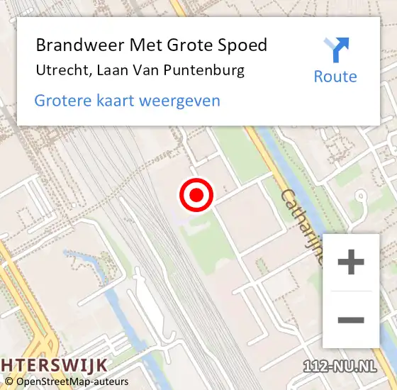 Locatie op kaart van de 112 melding: Brandweer Met Grote Spoed Naar Utrecht, Laan Van Puntenburg op 28 juli 2017 11:57