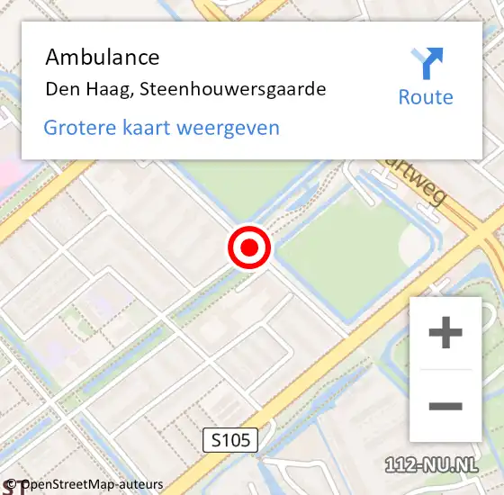 Locatie op kaart van de 112 melding: Ambulance Den Haag, Steenhouwersgaarde op 28 juli 2017 12:06
