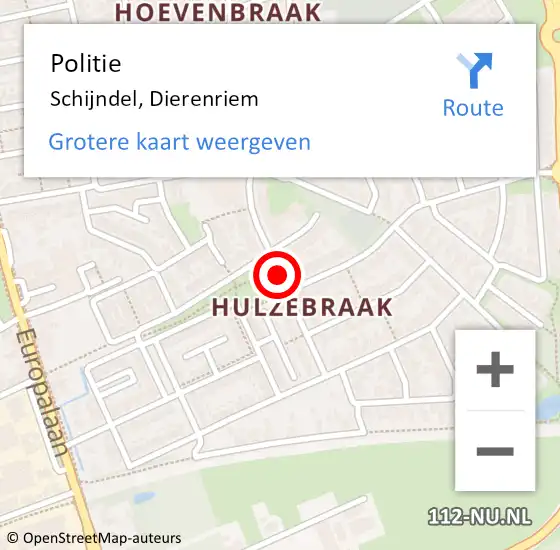 Locatie op kaart van de 112 melding: Politie Schijndel, Dierenriem op 28 juli 2017 12:08