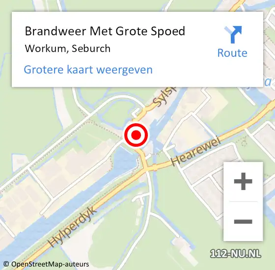 Locatie op kaart van de 112 melding: Brandweer Met Grote Spoed Naar Workum, Seburch op 28 juli 2017 12:09