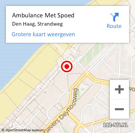 Locatie op kaart van de 112 melding: Ambulance Met Spoed Naar Den Haag, Strandweg op 28 juli 2017 12:16