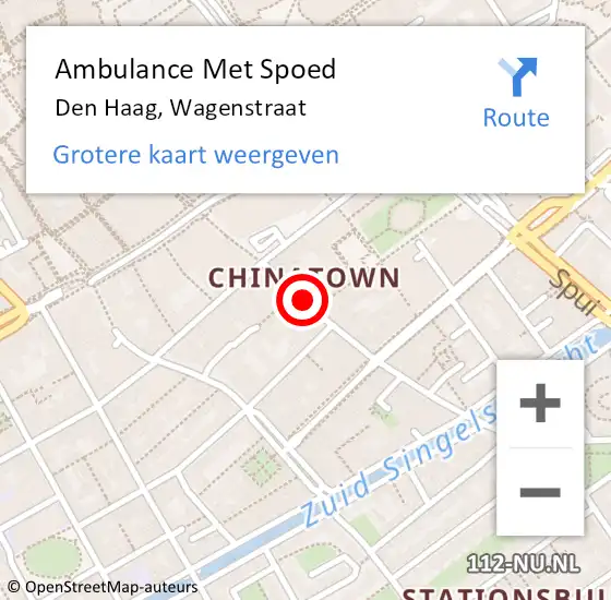Locatie op kaart van de 112 melding: Ambulance Met Spoed Naar Den Haag, Wagenstraat op 28 juli 2017 12:32