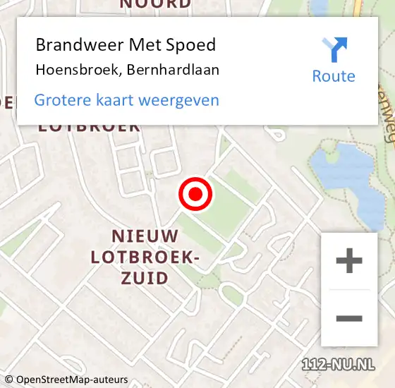 Locatie op kaart van de 112 melding: Brandweer Met Spoed Naar Hoensbroek, Bernhardlaan op 28 juli 2017 12:36