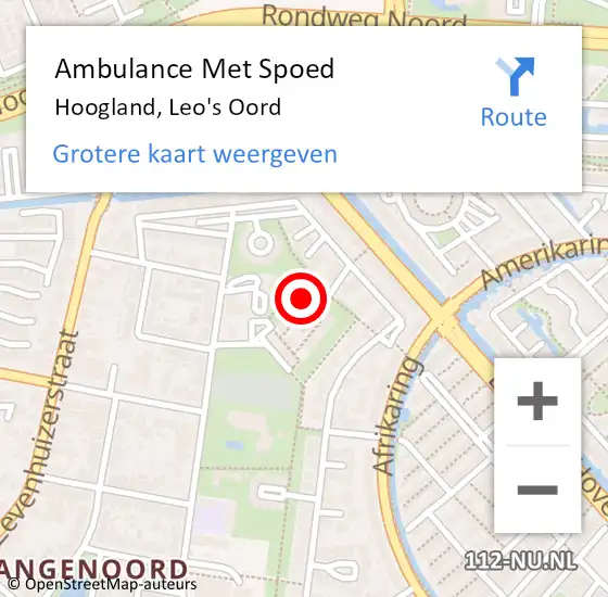 Locatie op kaart van de 112 melding: Ambulance Met Spoed Naar Hoogland, Leo's Oord op 28 juli 2017 12:51