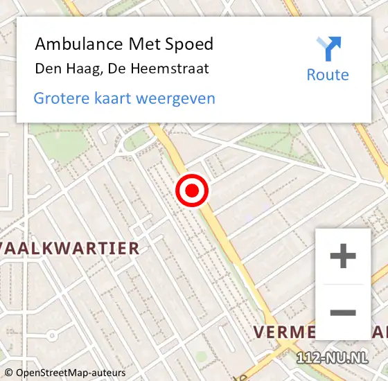 Locatie op kaart van de 112 melding: Ambulance Met Spoed Naar Den Haag, De Heemstraat op 28 juli 2017 13:10