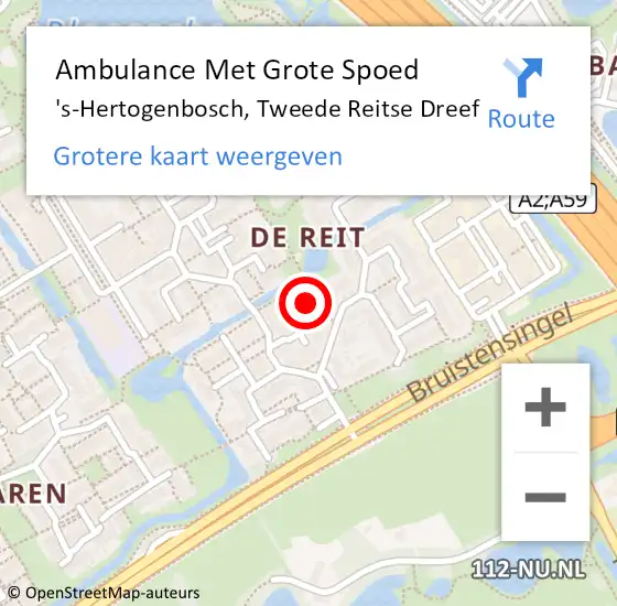 Locatie op kaart van de 112 melding: Ambulance Met Grote Spoed Naar 's-Hertogenbosch, Tweede Reitse Dreef op 28 juli 2017 13:26