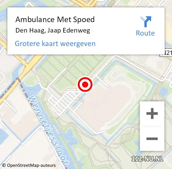 Locatie op kaart van de 112 melding: Ambulance Met Spoed Naar Den Haag, Jaap Edenweg op 28 juli 2017 13:29