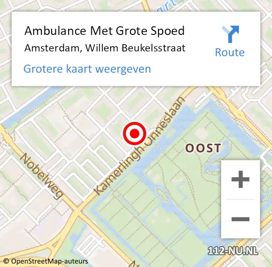 Locatie op kaart van de 112 melding: Ambulance Met Grote Spoed Naar Amsterdam, Willem Beukelsstraat op 28 juli 2017 14:01