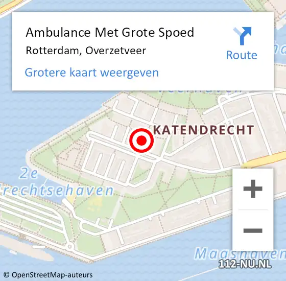 Locatie op kaart van de 112 melding: Ambulance Met Grote Spoed Naar Rotterdam, Overzetveer op 28 juli 2017 14:07
