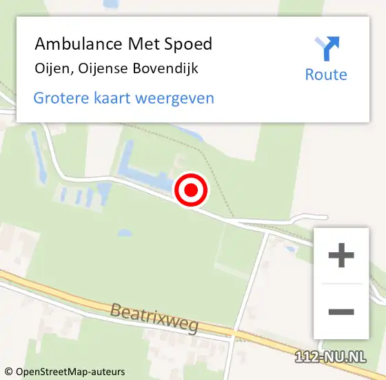 Locatie op kaart van de 112 melding: Ambulance Met Spoed Naar Oijen, Oijense Bovendijk op 28 juli 2017 14:07