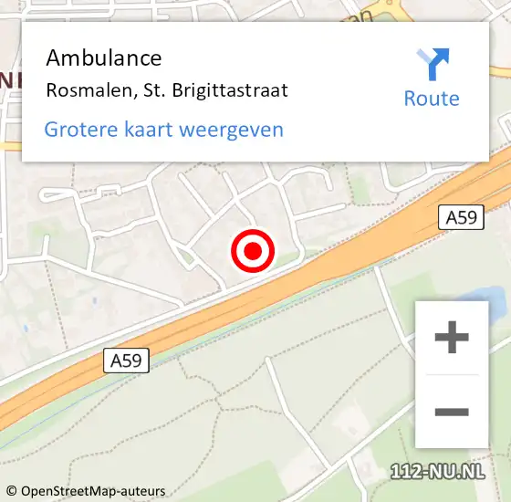 Locatie op kaart van de 112 melding: Ambulance Rosmalen, St. Brigittastraat op 28 juli 2017 14:14