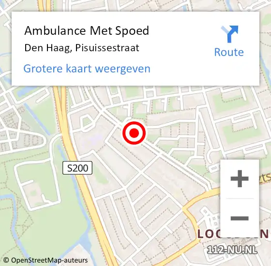 Locatie op kaart van de 112 melding: Ambulance Met Spoed Naar Den Haag, Pisuissestraat op 28 juli 2017 14:29