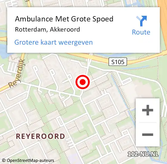 Locatie op kaart van de 112 melding: Ambulance Met Grote Spoed Naar Rotterdam, Akkeroord op 28 juli 2017 14:30